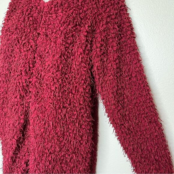 NWT Kut From The Kloth Red Shaggy Eyelash Fringed Sweater Jacket Women Medium - Picture 5 of 14